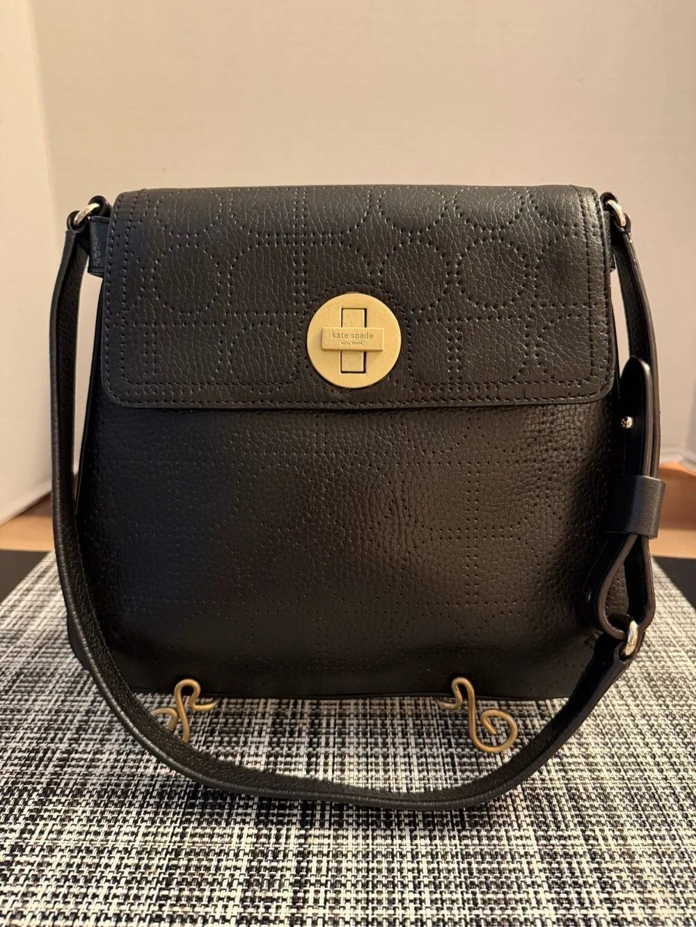 Kate Spade Vanessa Double Hobo Black Pebbled Leather Bag